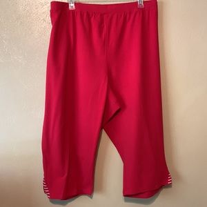Catherine’s Suprema Collection size 6X red  stretchy Capris striped slits